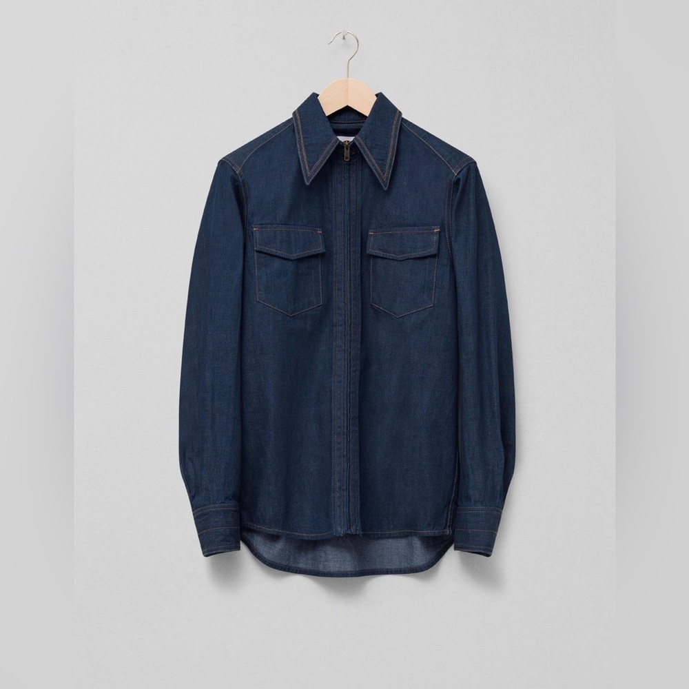Lemaire Denim Zip-up Shirt in Jean Blue